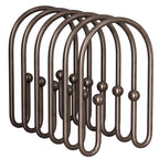 AmazerBath Shower Curtain Hooks, Gold Shower Curtain Hooks Rust Proof, Non-Slip Simple Double Hook Shower Curtain Hooks for Shower Curtain, Sturdy Shower Curtain Rings, 12Pcs