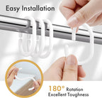 Amazer White Shower Curtain Hooks Rings, 24 Pcs Plastic Shower Curtain Rings, Plastic Shower Curtain Hooks for Bathroom Shower Rod, White Shower Hooks Rings Loops for Shower Curtain