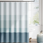 jinchan Ombre Ocean Blue Shower Curtain for Bathroom 70x72 Inch 12 Hooks