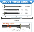 CorkLatta 1" Heavy Duty Black Shower Curtain Rod 31 to 80 Inch,Adjustable