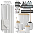 Clara Clark Black Bathroom Set, Shower Curtain Set, Bathroom Accessory Set