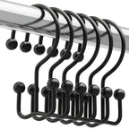 Titanker Shower Curtain Hooks Rings, Rust Resistant Metal Double Glide Shower Hooks for Bathroom Shower Rods Curtains, Set of 12 Hooks - White
