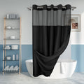 River Dream No Hook Shower Curtain with Snap-in Liner Set, Dark Gray, 71x74