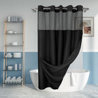 River Dream No Hook Shower Curtain with Snap-in Liner Set, Dark Gray, 71x74