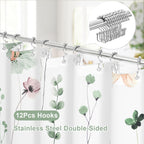 Gibelle 3 in 1 Sage Green Watercolor Floral Shower Curtain Liner Set, 72x72