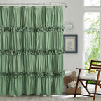 Homechoice Decor Camel Ruffle Shower Curtain 72" W x 72" H