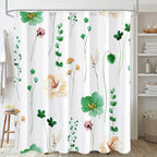 Gibelle Blue Yellow Watercolor Floral Fabric Shower Curtain, 72x72