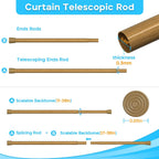 MEXAU 3 Pack Spring Tension Curtain Rod for Window 17-38 Inch, Wood Grain