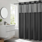 RiverDream Heavyweight Waffle No Hook Shower Curtain with Liner,White,71x74