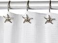 Starfish Shower Curtain Hooks – 12-Pack Decorative Chrome Bathroom Hooks for Bathroom Shower Curtains, Premium Chrome Craftsmanship, Easy Install, Coastal Beach Nautical Decor