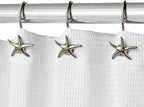 Starfish Shower Curtain Hooks – 12-Pack Decorative Chrome Bathroom Hooks for Bathroom Shower Curtains, Premium Chrome Craftsmanship, Easy Install, Coastal Beach Nautical Decor