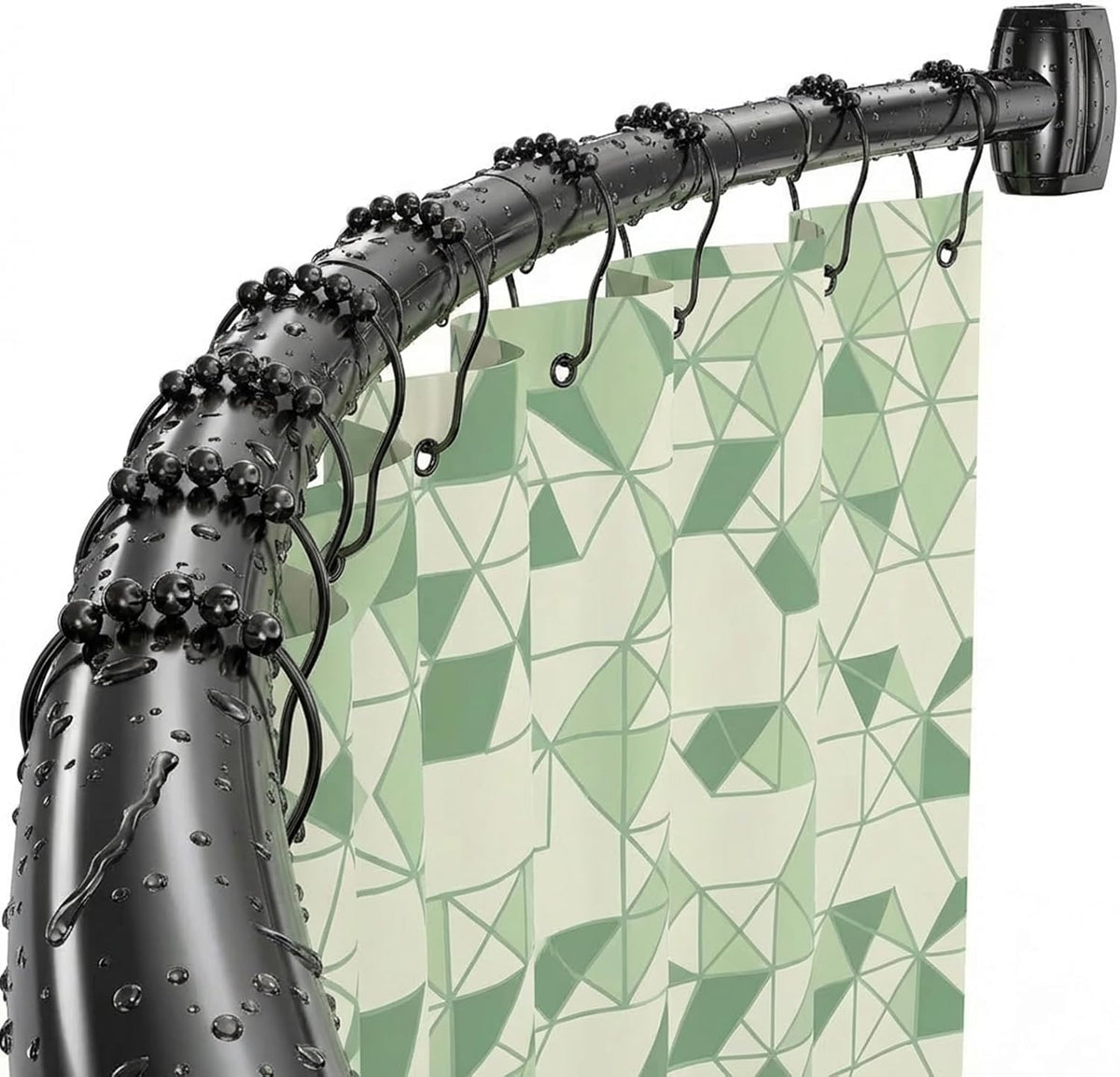 Curved Shower Curtain Rod， Adjustable 33-78 Inches Matte Black All Stainless Steel Curved Shower Rod，Shower Curtain Rod for Extra Shower Space for Bathroom, Bathtub, Stall, No Rust, Need to Drill