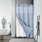 eachope No Hook Waffle Shower Curtain with Snap-in Liner, 71x74 Inch, White