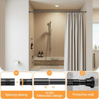 2Pack Tension Curtain Rod 30 to 62Inch, Black Spring Tension Rod Adjustable Shower Curtain Rods No Drilling Expandable Spring Curtain Rods for Windows,Doorway,Bathroom,Closet,7/8" Diameter