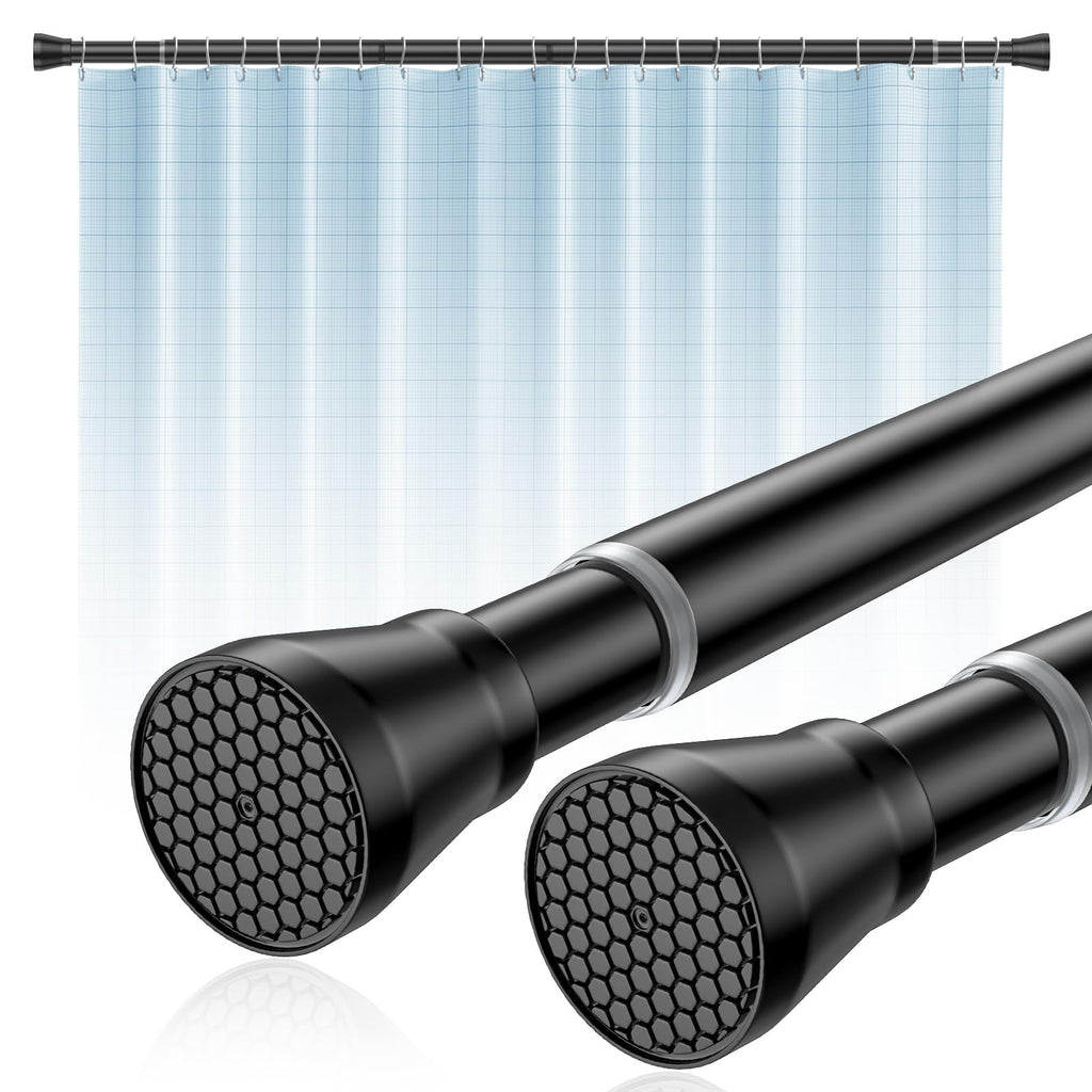 Black Tension Curtain Rod for Windows 28 to 48 Inch Spring Curtain Rods