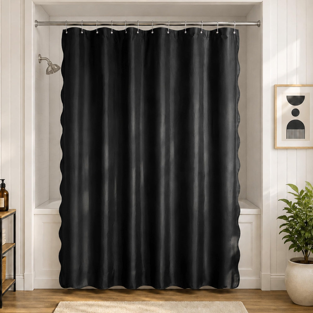 N&Y HOME Fabric Small Stall Shower Curtain Liner Extra Long 36x84, White