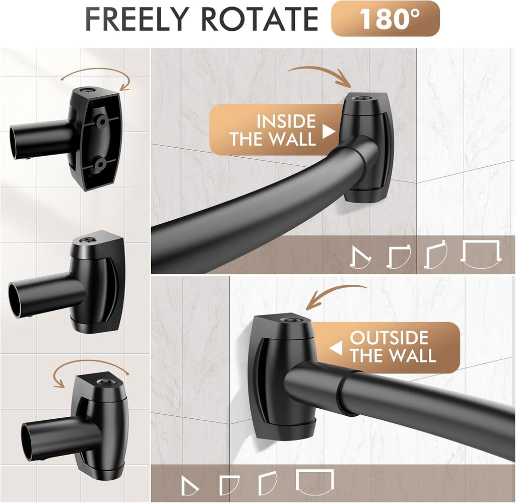 Curved Shower Curtain Rod for Bathroom, 40-72 Inches Adjustable Shower Rod