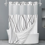 LXBNI Ringless Shower Curtain with Snap-in Liner, Gray White, 71 x 74 Inch