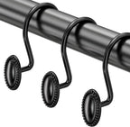 AmazerBath Black Shower Curtain Hooks, 12PCS Rust Proof Shower Curtain Rings, Decorative Modern Shower Curtain Hangers, Elliptical Heavy Duty Design Convenient for Bathroom Kitchen Wardrobe