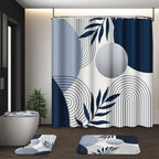 Bathroom Sets with Shower Curtain and Rugs, Set of 4 Geometric Boho