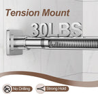 Shower Curtain Rod Square End Shower Rods for Bathroom 32"-92" Stainless Steel No Drilling for Shower Stall Living Room