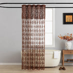 TUDECO Lace Brown Shower Curtain with Attached Valance, 72 x 72 Inch