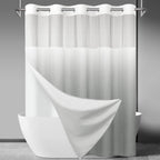 SORTTO Ringless Slub Shower Curtain with Snap in Liner, 71x74, Black