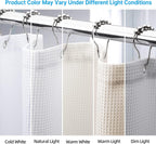 AmazerBath White Shower Curtain Fabric, Waffle Shower Curtains for Bathroom, Cloth Shower Curtain Heavy Duty, Thick Bathroom Shower Curtains Hotel Quality, Premium Polyester, 72x72 Inches