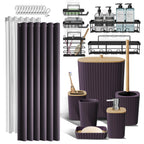 Clara Clark Black Bathroom Set, Shower Curtain Set, Bathroom Accessory Set