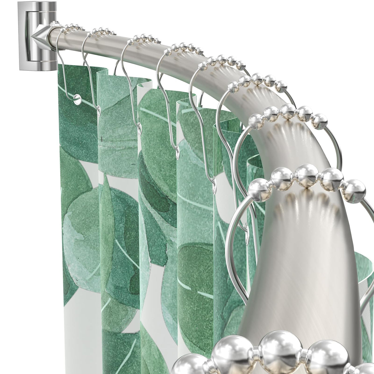 Curved Shower Curtain Rod For Bathroom, 38-72 Inches Adjustable, Nickel