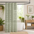 TUDECO Lace Brown Shower Curtain with Attached Valance, 72 x 72 Inch