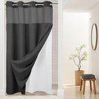 RiverDream Heavyweight Waffle No Hook Shower Curtain with Liner,White,71x74