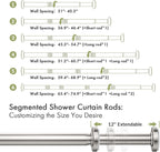 AmazerBath Nickel Spring Tension Shower Curtain Rod 31-75 Inches, 1 Inch Diameter Heavy Duty Tension Rod Rust Proof Bathroom Curtain Rod, Adjustable No Drill Easy Segmented Installation