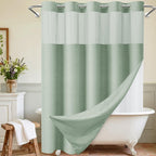 WONICY Hook-Free Shower Curtain with Snap-in Liner, Cream, 71 x 74