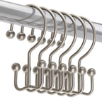 Titanker Black Shower Curtain Hooks Rings, Rust-Resistant Metal Double Glide Shower Hooks for Bathroom Shower Rods Curtains, Set of 12 Hooks - Matte Black