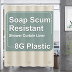 AmazerBath Black Shower Curtain Liner Plastic, Thick PEVA Shower Curtain Black, Dark Shower Liner Heavy Duty 8G, Black Bathroom Curtain Waterproof with 3 Weighted Stones and 12 Grommets, 72x72 Inches