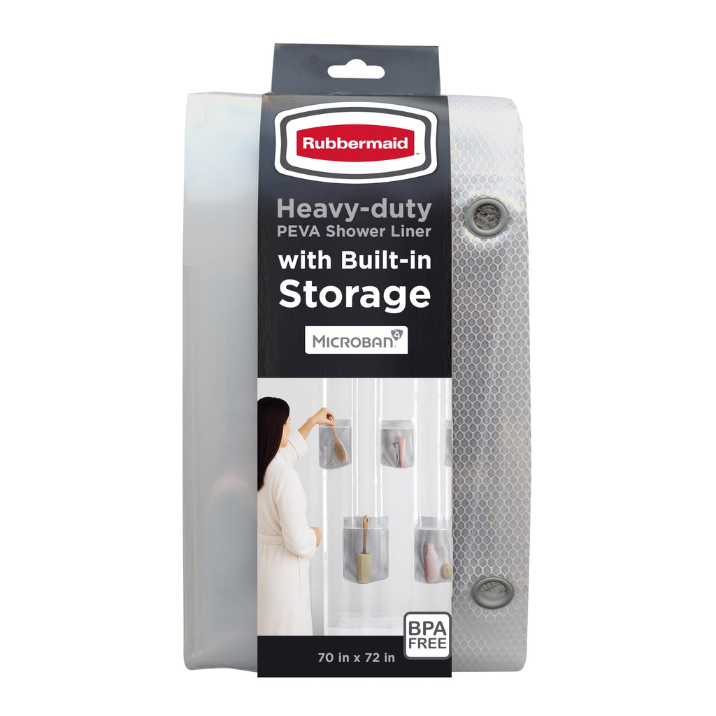Rubbermaid Frosty Shower Curtain Liner, Waterproof Heavyweight 8g PEVA Shower Liner for Bathroom, with Weighted Magnets and Rustproof Charcoal Gray Grommets, 70x72, Standard Size, Frosty