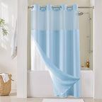 River Dream Cotton Blend Fabric Shower Curtain Set with Liner, White, 54x80
