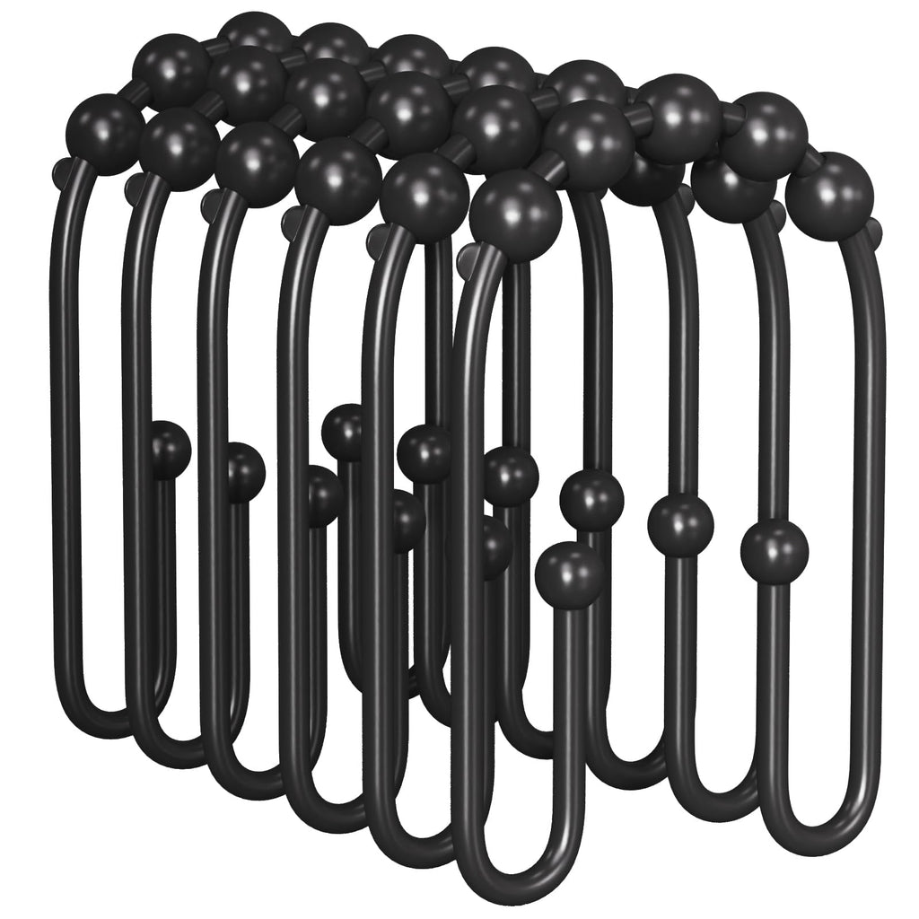 AmazerBath Shower Curtain Hooks, Gold Shower Curtain Hooks Rust Proof, Non-Slip Simple Double Hook Shower Curtain Hooks for Shower Curtain, Sturdy Shower Curtain Rings, 12Pcs