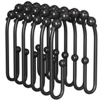 AmazerBath Shower Curtain Hooks, Gold Shower Curtain Hooks Rust Proof, Non-Slip Simple Double Hook Shower Curtain Hooks for Shower Curtain, Sturdy Shower Curtain Rings, 12Pcs