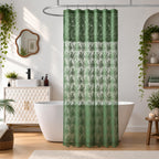 TUDECO Lace Brown Shower Curtain with Attached Valance, 72 x 72 Inch