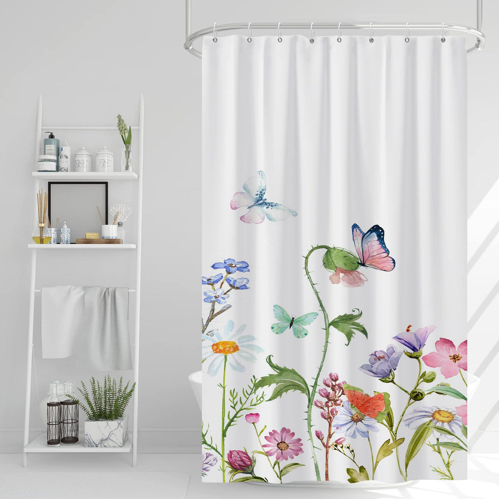 AWERT Blue Marble Shower Curtain - Waterproof for Bathroom Decor, Printed Washable With Hooks, 72x72 Inch