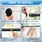 Tension Curtain Rod, 42 to 100 inch Adjustable Heavy Duty black shower curtain rod for bathroom Closet Windows