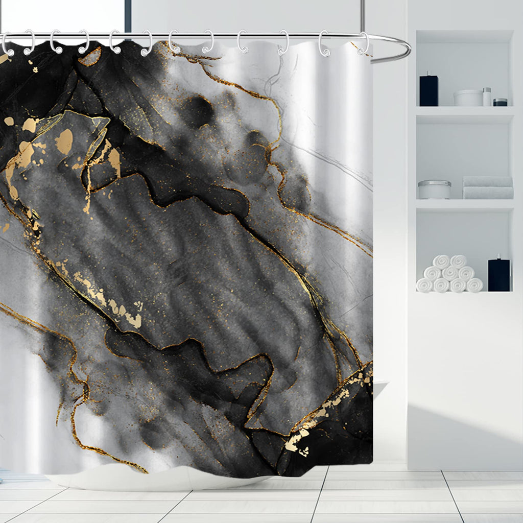 AWERT Blue Marble Shower Curtain - Waterproof for Bathroom Decor, Printed Washable With Hooks, 72x72 Inch