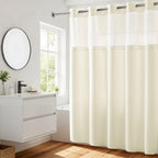 River Dream Heavyweight Waffle No Hook Shower Curtain with Liner,Gray,71x74