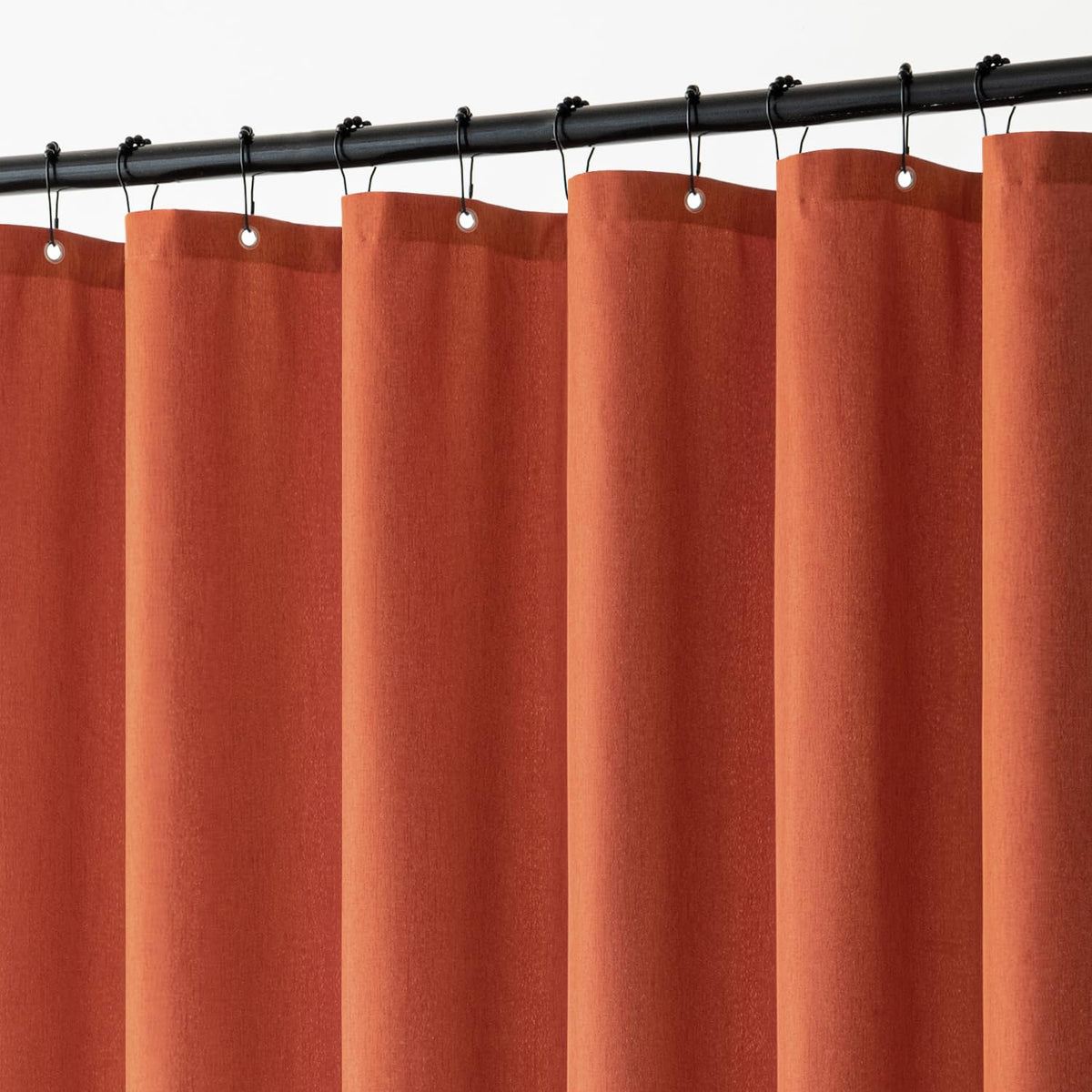 MIULEE 72 x 90 Extra Long Linen Shower Curtain Cream Beige 12 Metal Hooks