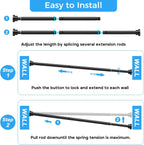Shower Curtain Rod 31-76",Spring Tension Rod Adjustable No Drill