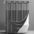 SORTTO Ringless Waffle Shower Curtain with Snap in Liner Set, 71x74, Grey