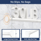 ENJOYBASICS 1" White Shower Curtain Rod, 30-76" Adjustable, Secure Tension