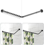 L Shaped Shower Curtain Rods, Adjustable (23''-69'' X 23''-69'') Corner Shower Rod with 12 Shower Curtain Rings for Bathroom, Bathtub, Clothing Store, Need to Drill, Black